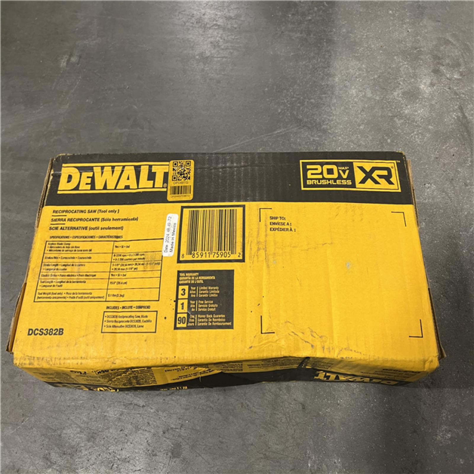 NEW! - DEWALT 20V MAX XR Cordless Brushless Reciprocating Saw (Tool Only)