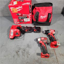 HOUSTON LOCATION - AS-IS M18 18-Volt Lithium-Ion Brushless Cordless Compact Hammer Drill/Impact Combo Kit (2-Tool) with (2) Batteries, Bag