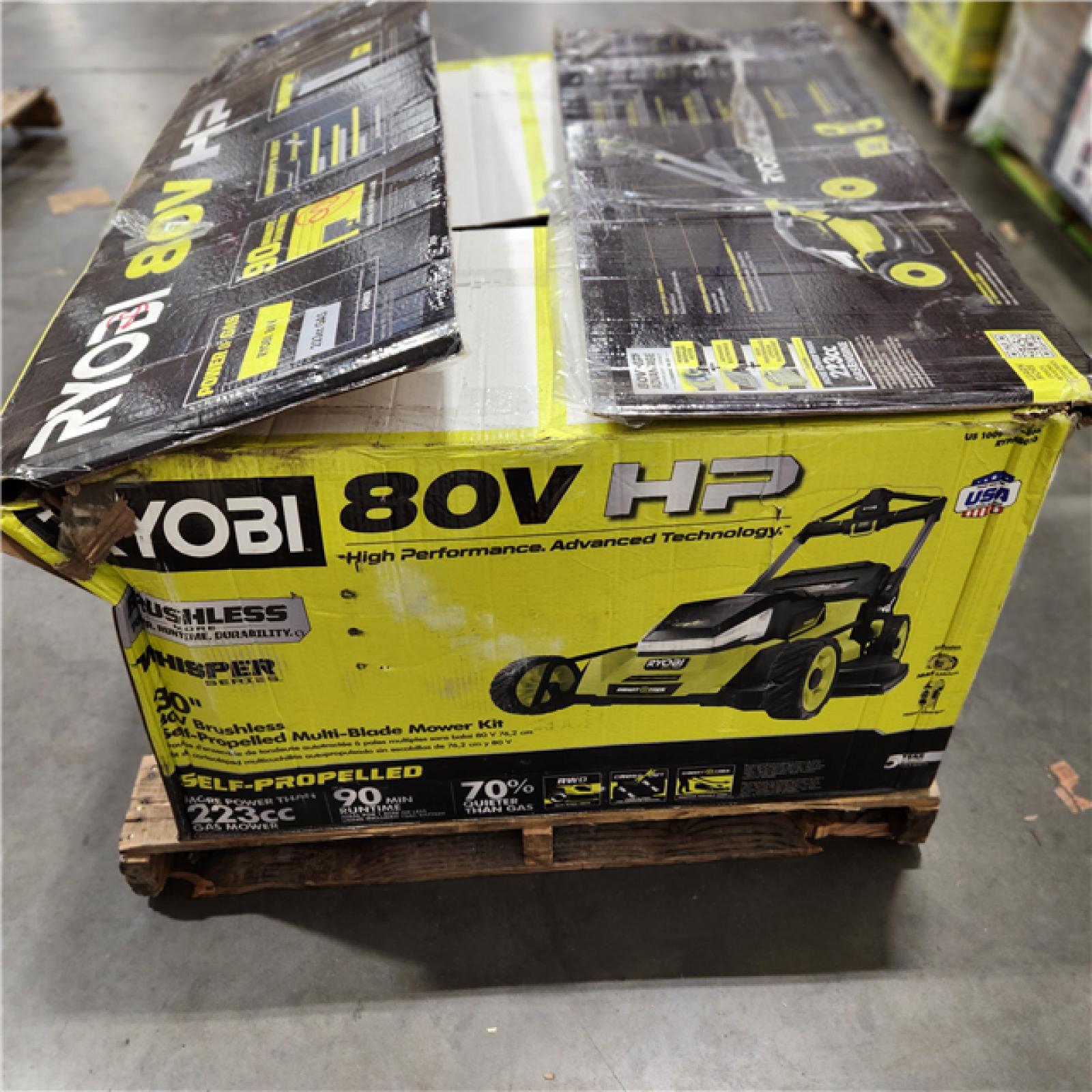 Dallas Location - As-Is RYOBI 80V HP Brushless Battery Cordless Electric 30 in. Multi-Blade Mower with Battery and Charger