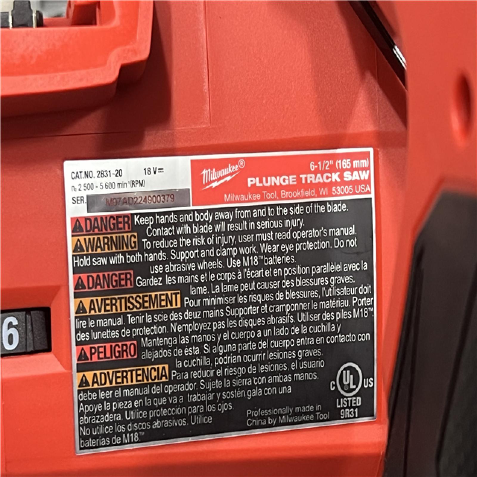 AS-IS Milwaukee M18 Fuelâ„¢ 6-1/2  Plunge Track Saw