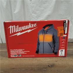 AS-IS Milwaukee M12 Lithium-Ion Cordless Gray Heated Jacket Hoodie Kit (2X-Large)