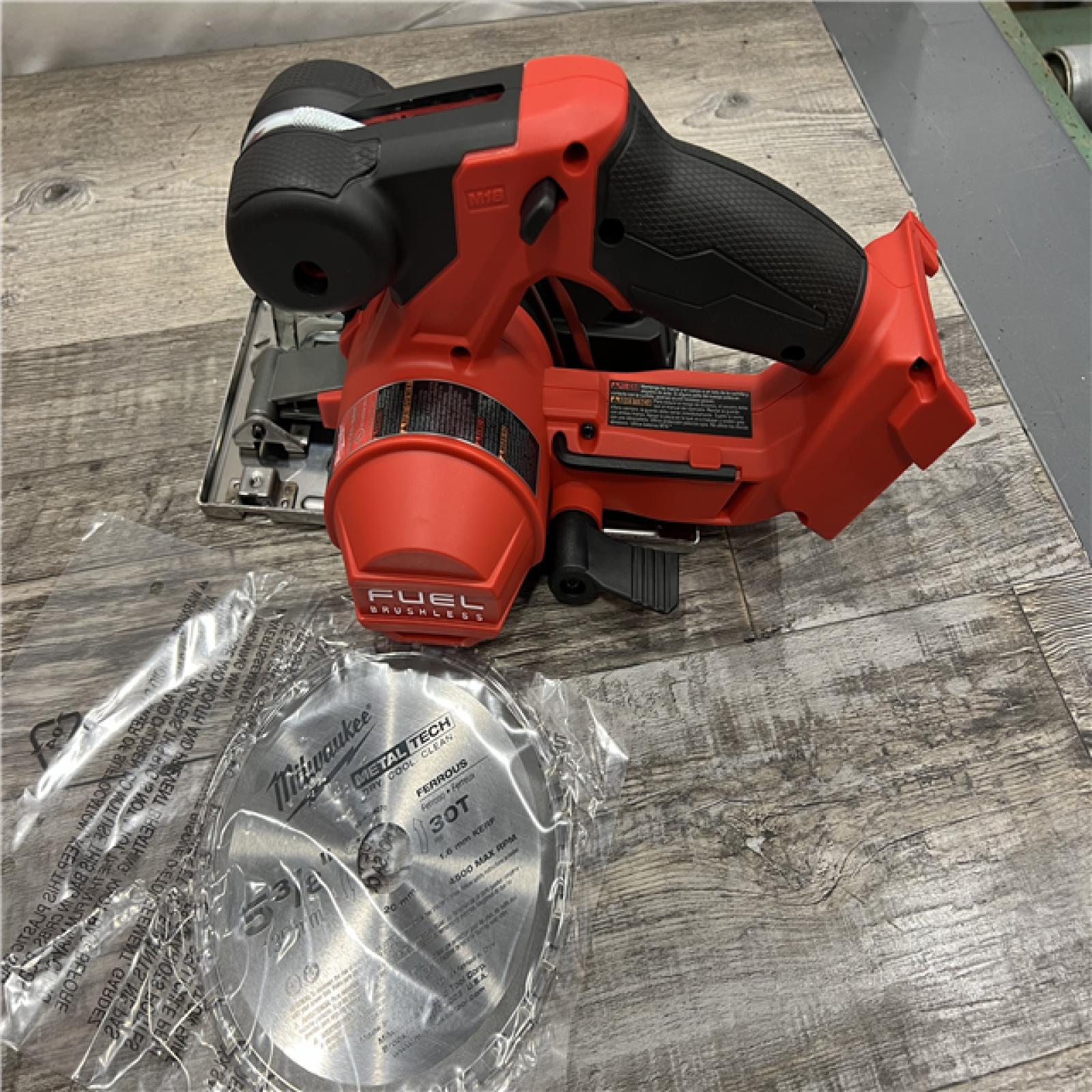 AS-IS MILWAUKEE M18 FUEL 18V Lithium-Ion Brushless Cordless Metal Cutting 5-3/8 in. Circular Saw (Tool-Only) W/ Metal Saw Blade