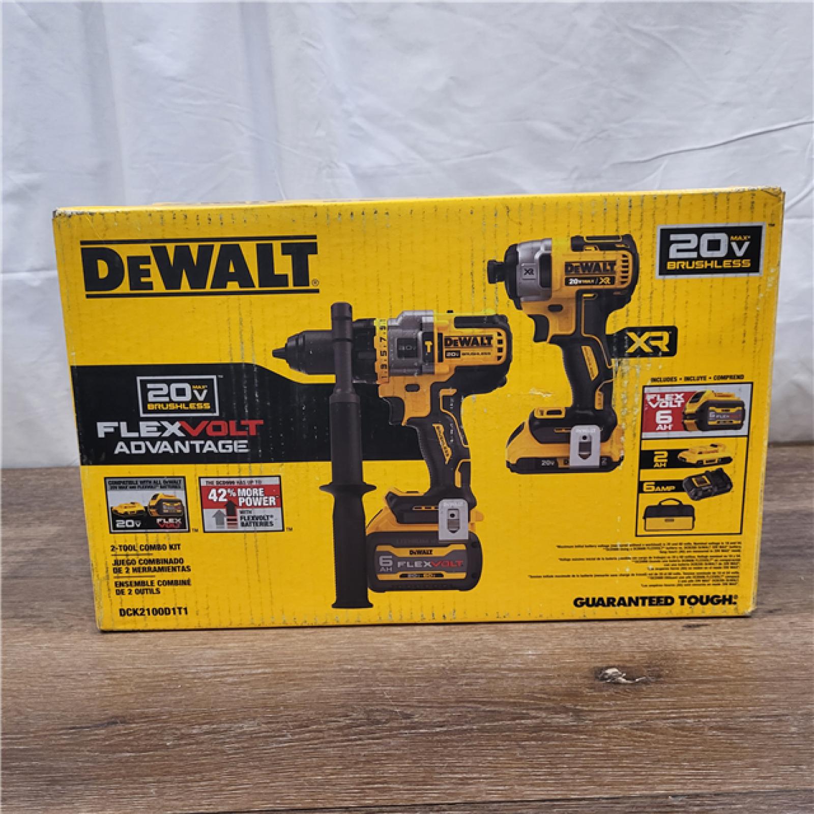 AS-IS 20V MAX Cordless Brushless Hammer Drill/Driver 2 Tool Combo Kit with FLEXVOLT ADVANTAGE