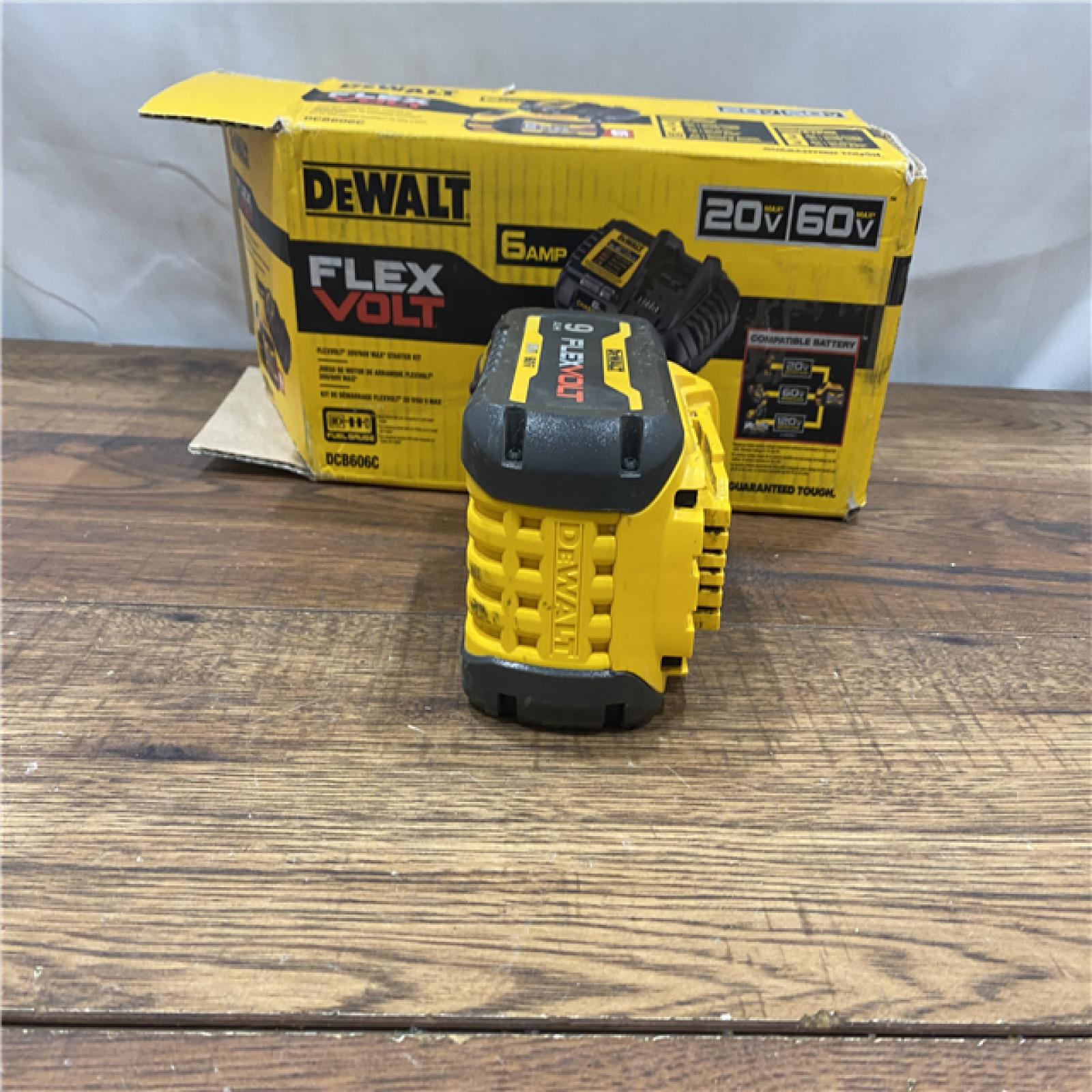 AS IS DEWALT FLEXVOLT 20V/60V MAX Lithium-Ion 6.0Ah Battery Pack with 6 Amp Output Charger