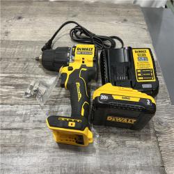 AS-IS DEWALT ATOMIC 20-Volt Lithium-Ion Cordless 1/2 in. Compact Hammer Drill with 3.0Ah Battery, Charger and Bag