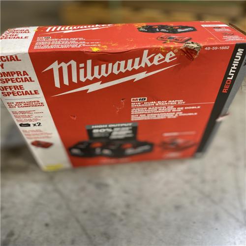 NEW! - Milwaukee M18 18V Lithium-Ion Dual Bay Rapid Battery Charger w/ (2) 8Ah HIGH OUTPUT Batteries