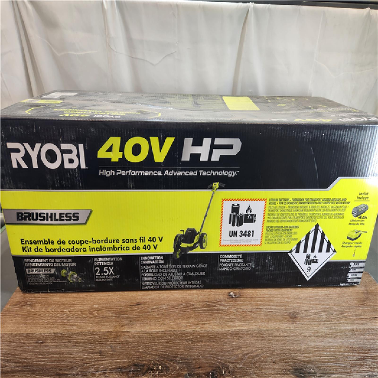 NEW! RYOBI 40V HP Brushless 9 in. Cordless Edger with 4.0 Ah Battery and Charger