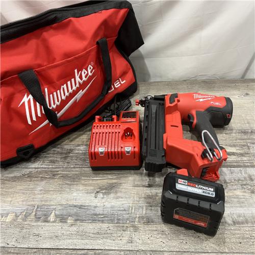 AS-IS MILWAUKEE M18 FUEL 18-Volt Lithium-Ion Brushless Cordless Gen II 18-Gauge Brad Nailer with 8.0 Ah Battery and Rapid Charger