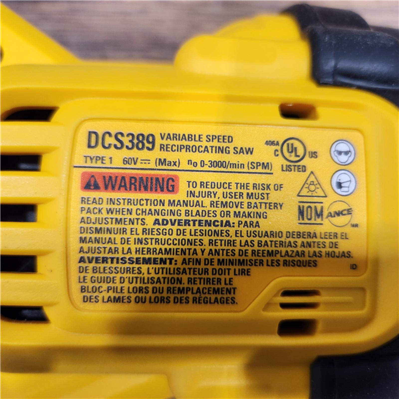 AS-IS DeWalt DCS389B FLEXVOLT 60V MAX Cordless Brushless Reciprocating Saw (Tool-Only)