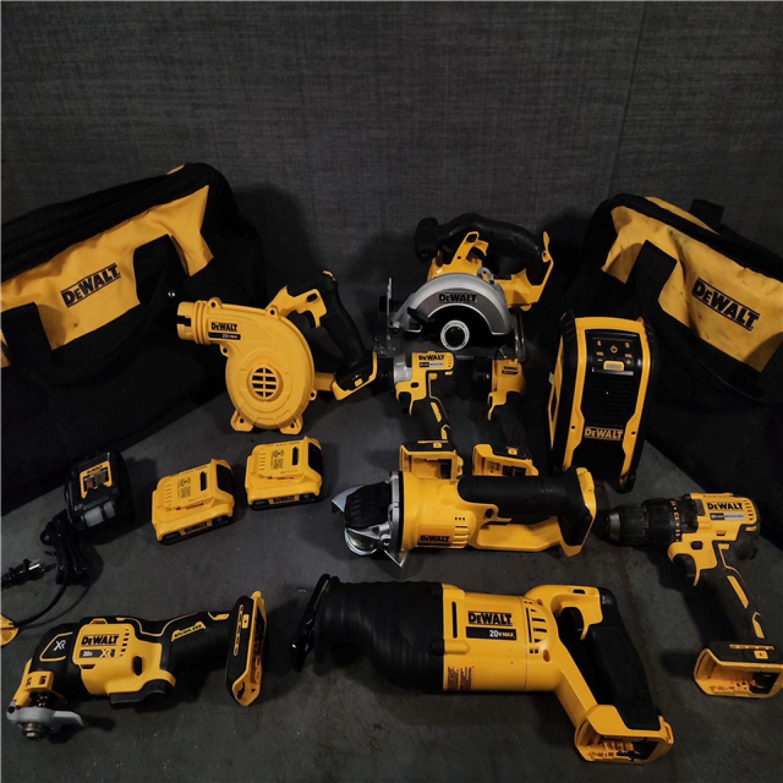 HOUSTON LOCATION - AS-IS DEWALT 20-Volt Max Lithium-Ion 9-Tool Cordless Combo Kit with Two 2.0 Ah Batteries, Charger and 2 Bags