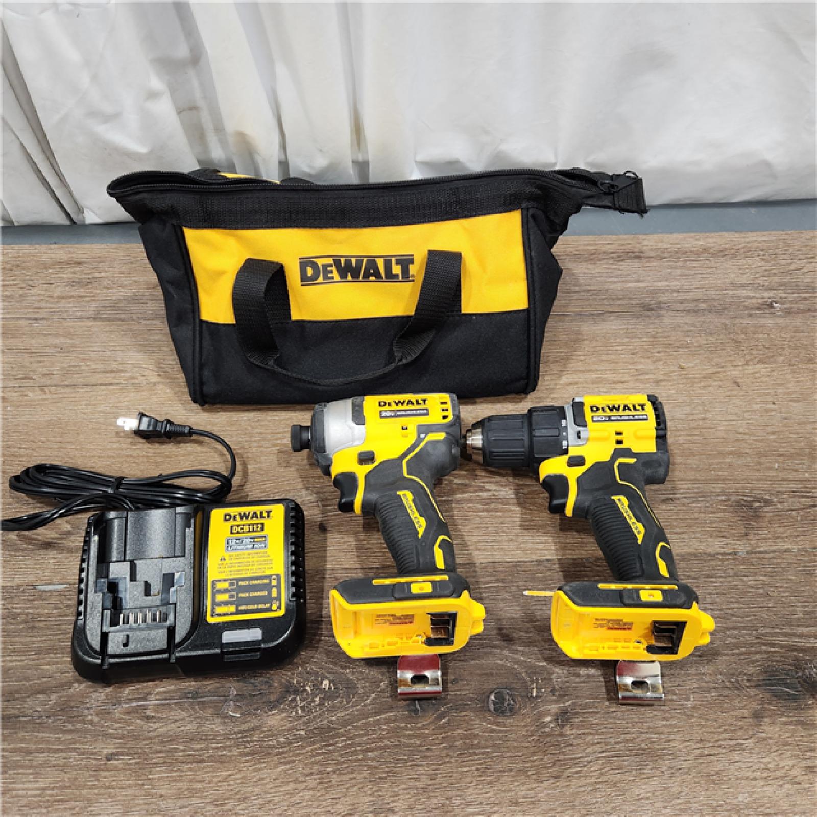 AS-IS ATOMIC 20-Volt Lithium-Ion Cordless Compact 1/2 in. Drill/Driver and 1/4 in. Impact Driver W/2Ah Battery, Charger & Bag