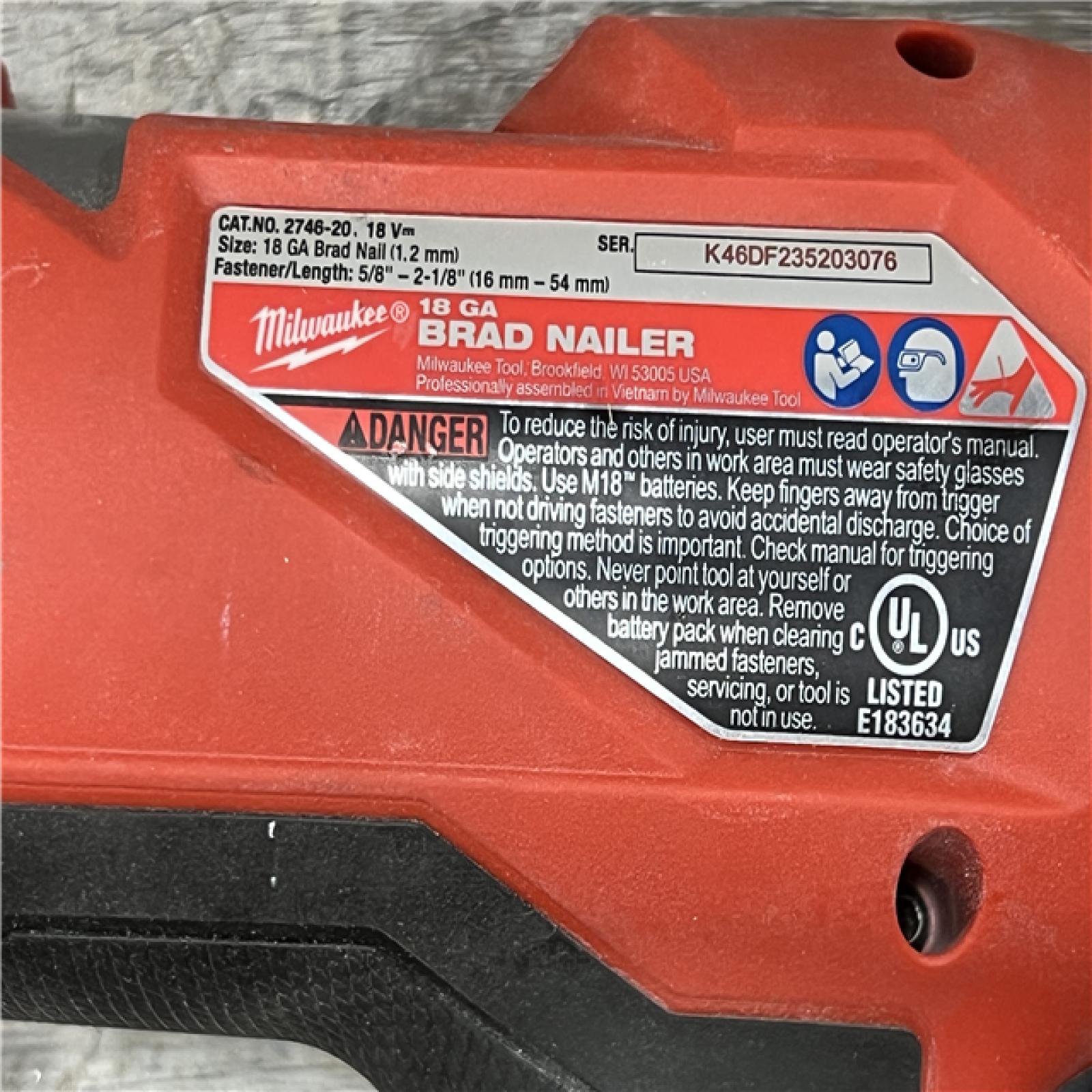 AS-IS Milwaukee M18 FUEL 18 Gauge Brad Nailer