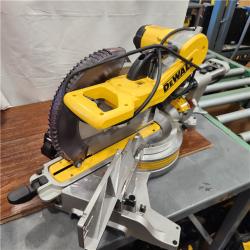 AS-IS DEWALT 15 Amp Corded 12 in. Double Bevel Sliding Compound Miter Saw with XPS Technology, Blade Wrench and Material Clamp