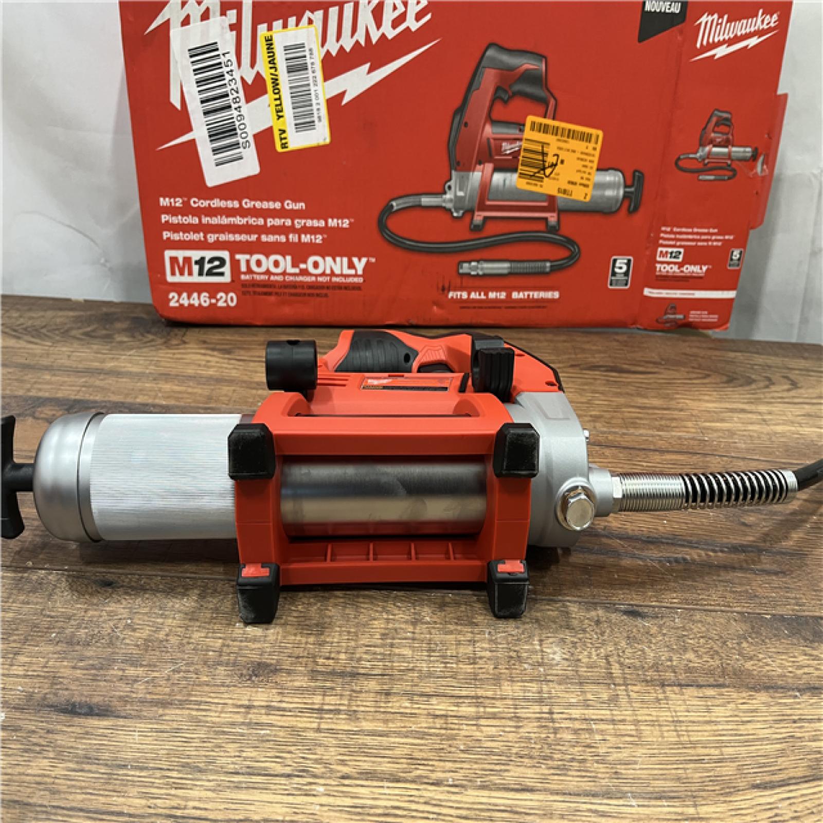 AS IS Milwaukee 2446-20 M12 12V Cordless Grease Gun (Tool Only)