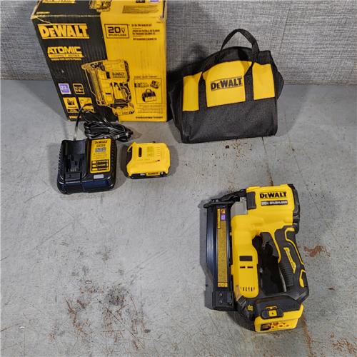 HOUSTON LOCATION - AS-IS DEWALT ATOMIC 20V MAX Lithium Ion Cordless 23 Gauge Pin Nailer Kit with 3.0Ah Battery and Charger