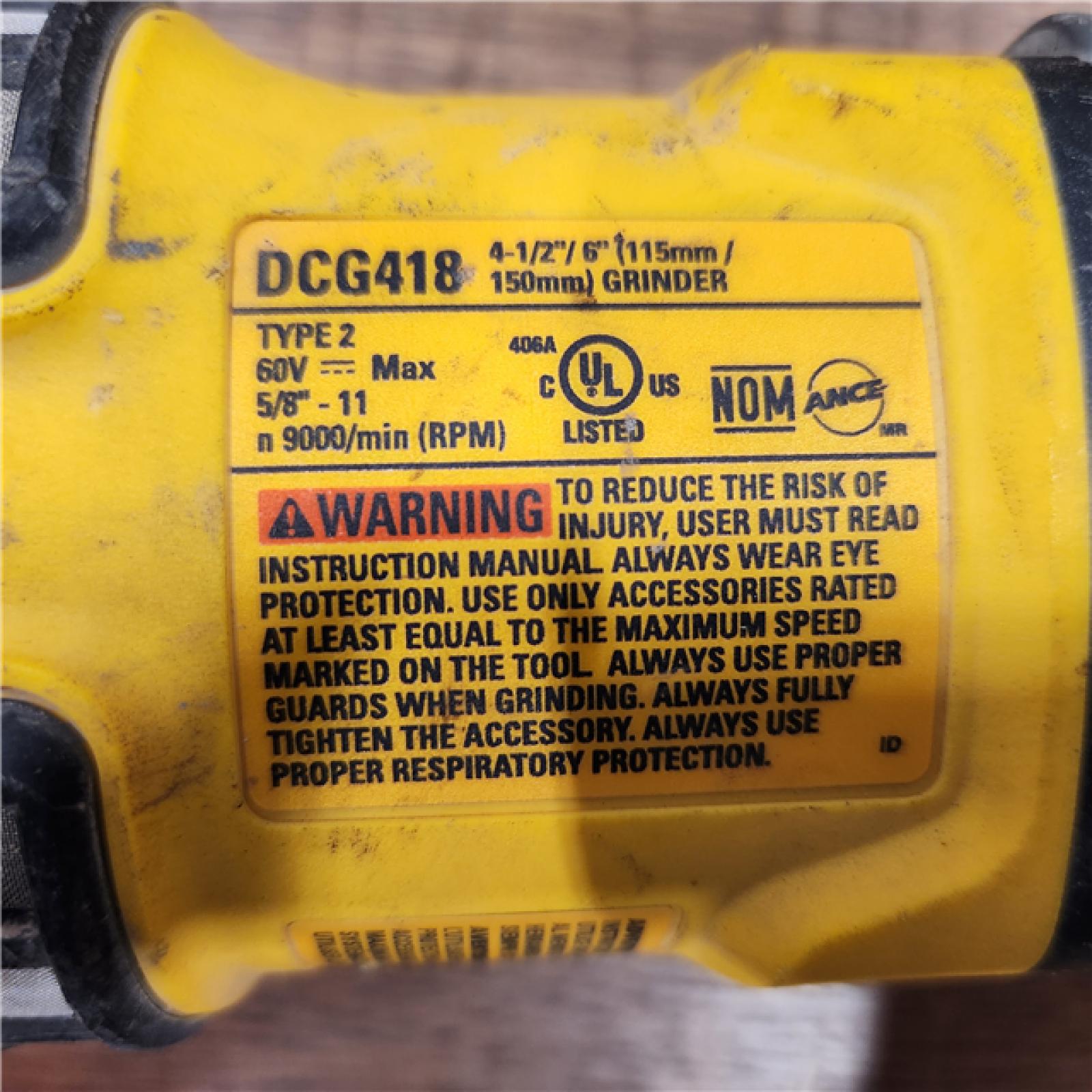 AS-IS DeWalt FLEXVOLT 60V MAX Cordless Grinder  4.5 - 6   9000 RPM  1 EA (115-DCG418B)