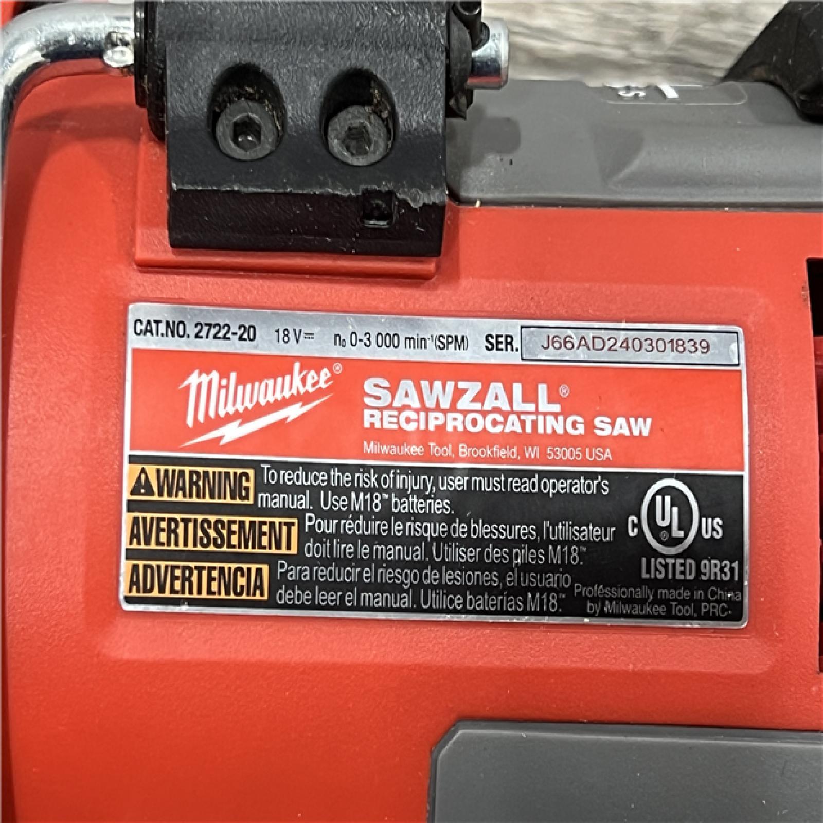 AS-IS Milwaukee M18 Fuel 18V Brushless Super Sawzall Reciprocating Saw 2722-20 (Bare Tool)