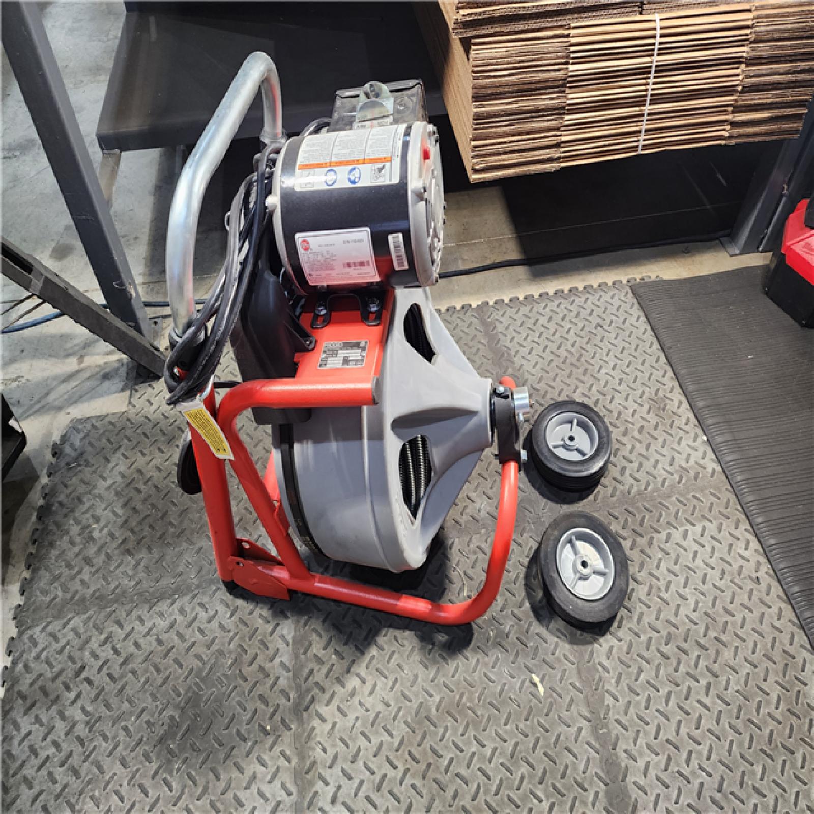 HOUSTON LOCATION - AS-IS RIDGID K-400 Drain Cleaning Snake Auger 120-Volt Drum Machine with C-32IW 3/8 in. X 75 Ft. Cable + 4-Piece Tool Set & Gloves