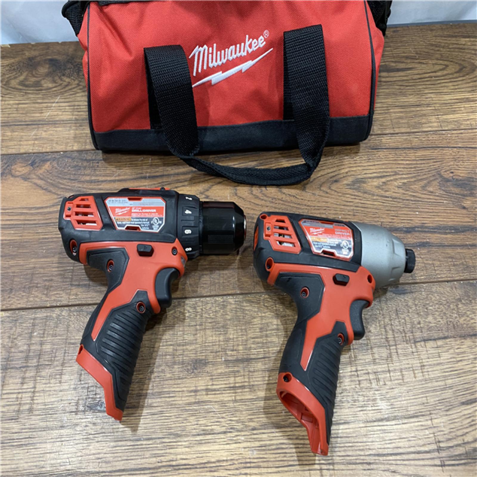 AS IS M12 12V Lithium-Ion Cordless Drill Driver/Impact Driver Combo Kit with Two 1.5Ah Batteries, Charger and Bag (2-Tool)