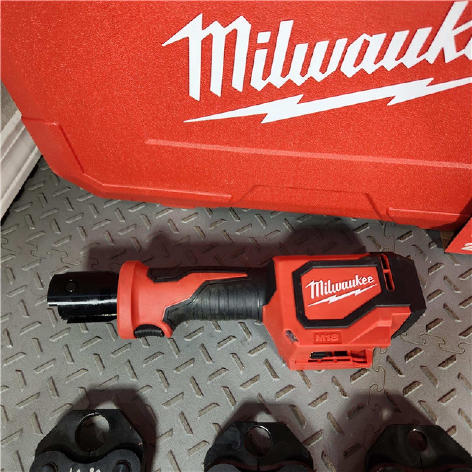 Houston Location - AS-IS Milwaukee Electric Tool - 2674-22P - M18 Short Throw Press Tool Kit W/ Viega PureFlow Jaws - Appears IN GOOD Condition