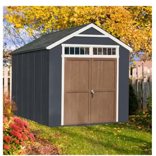 DALLAS LOCATION - Handy Home Products Majestic Do-It-Yourself 8 ft. x 12 ft. Outdoor Wood Storage Shed with transom windows and wrap around loft (96 sq. ft.)