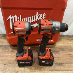 AS IS Milwaukee M18 FUEL 18V Lithium-Ion Brushless Cordless Hammer Drill and Impact Driver Combo Kit (2-Tool) with 2 Batteries