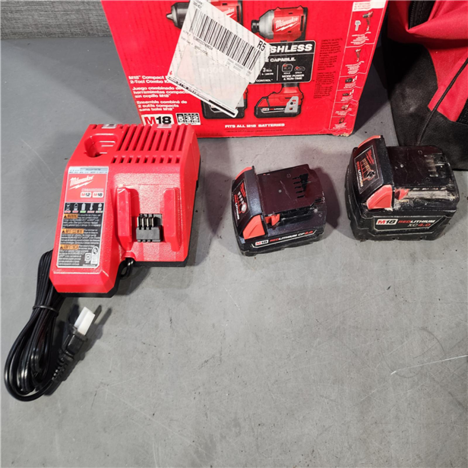 HOUSTON LOCATION - AS-IS M18 18-Volt Lithium-Ion Brushless Cordless Compact Hammer Drill/Impact Combo Kit (2-Tool) with (2) Batteries, Bag