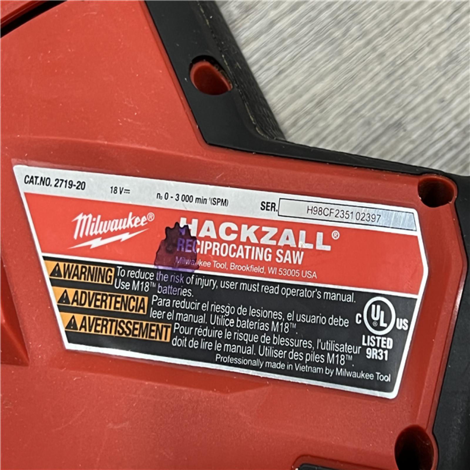 AS-IS MILWAUKEE M18 FUEL 18V Lithium-Ion Brushless Cordless HACKZALL Reciprocating Saw (Tool-Only)