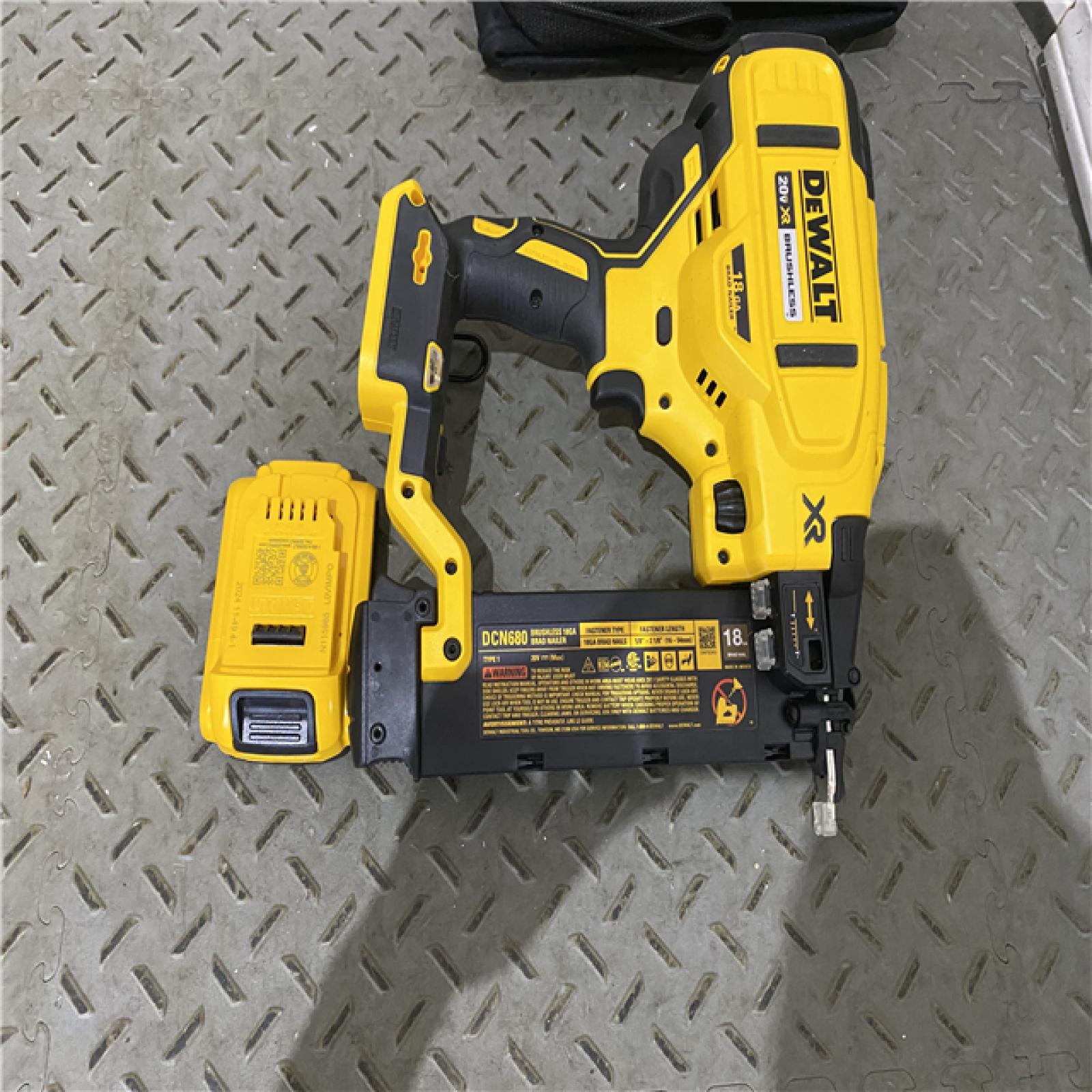 Houston location AS-IS DEWALT 20V MAX XR 18 Gauge Brad Nailer Kit ONLY BATTERY