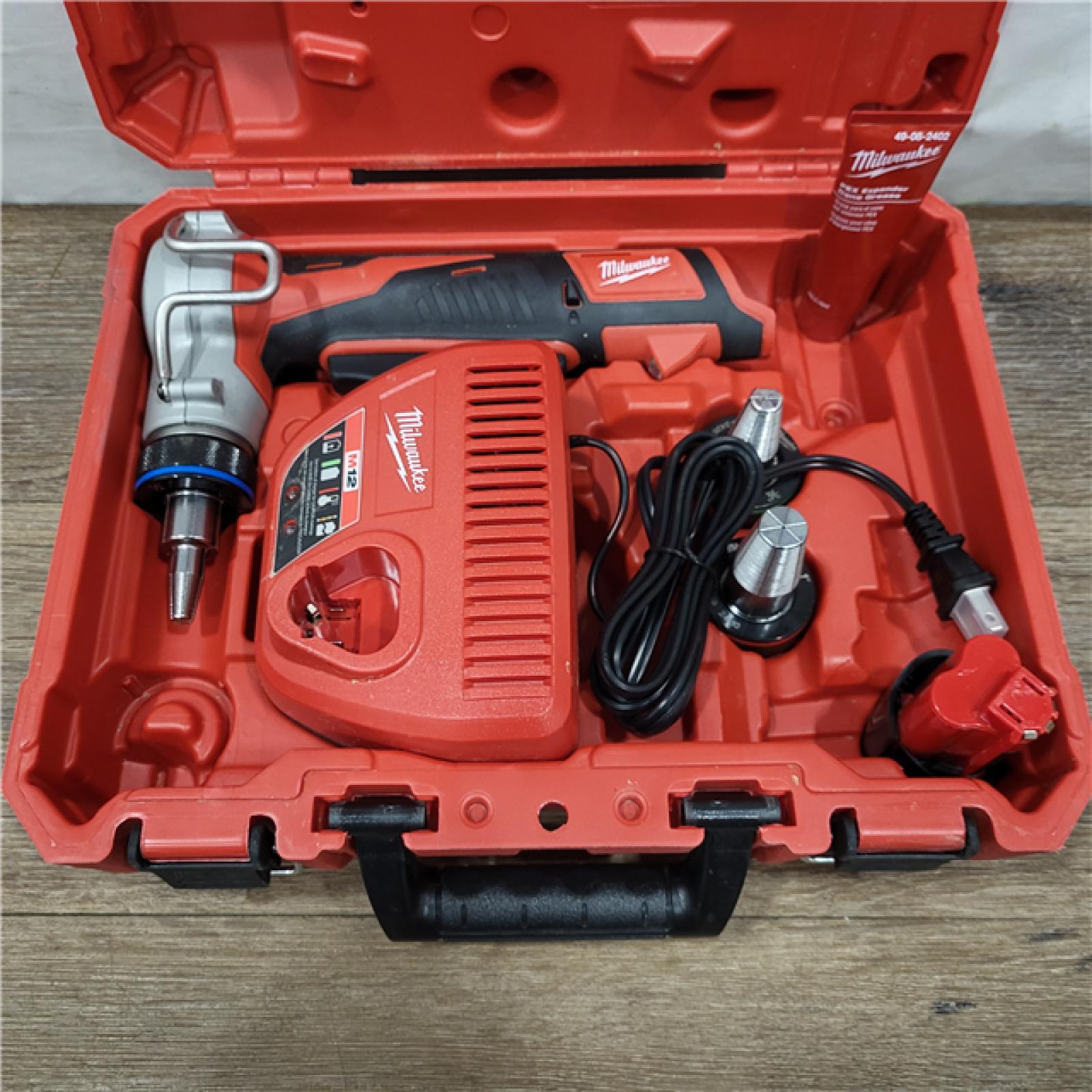 AS-IS M12 12-Volt Lithium-Ion Cordless PEX Expansion Tool Kit with (2) 1.5 Ah Batteries, (3) Expansion Heads and Hard Case