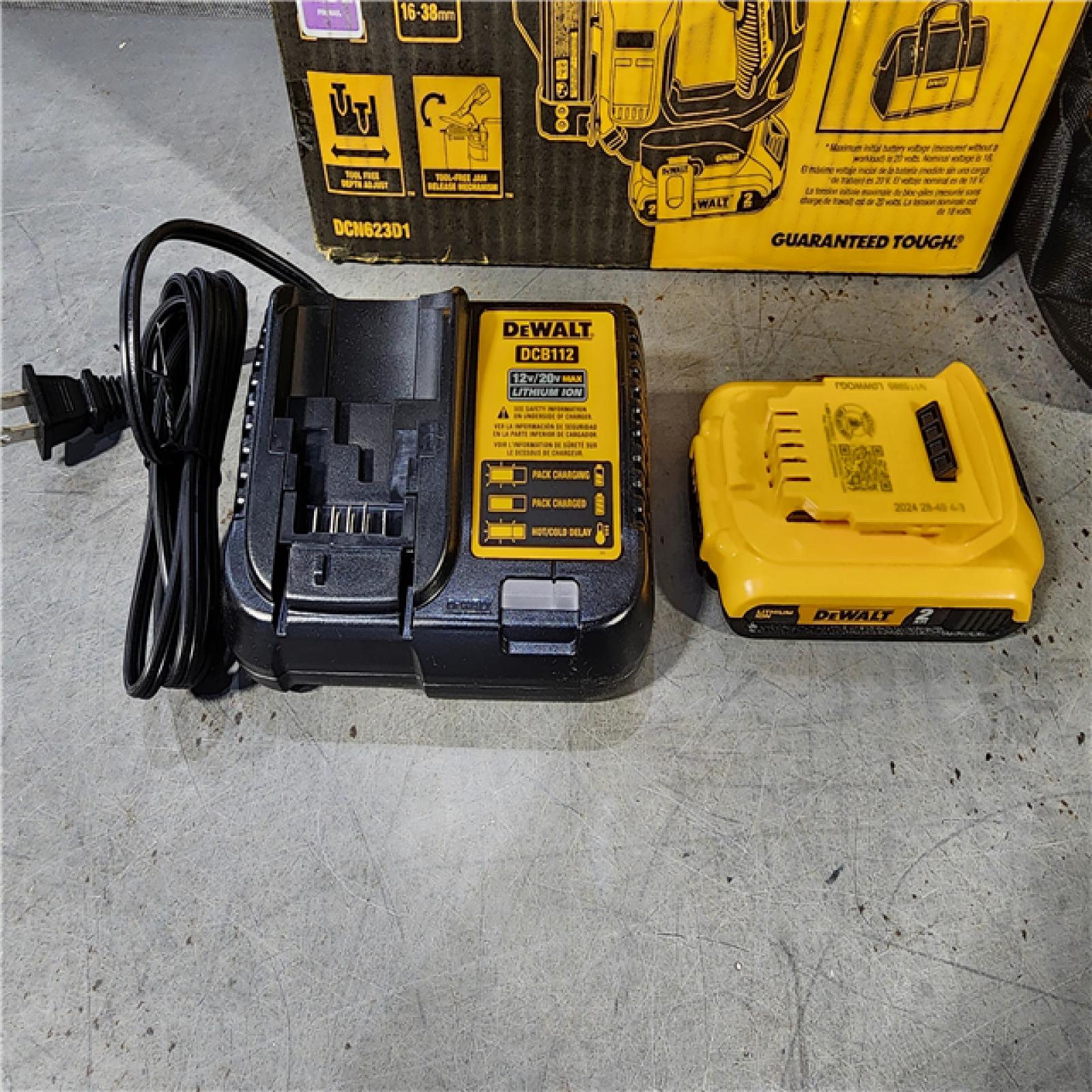 HOUSTON LOCATION - AS-IS DEWALT ATOMIC 20V MAX Lithium Ion Cordless 23 Gauge Pin Nailer Kit with 2.0Ah Battery and Charger