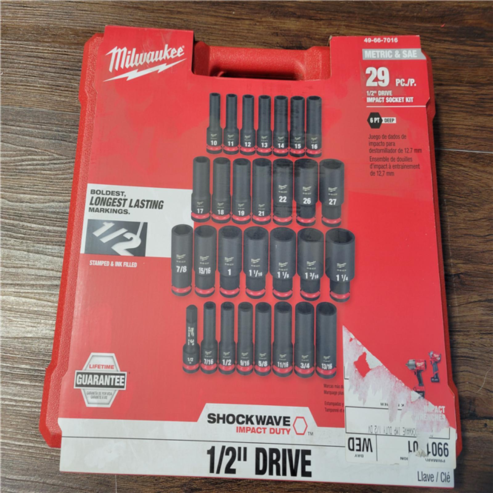 CALIFORNIA NEW MILWAUKEE 29PC 1/2 DRIVE IMPACT SOCKET KIT