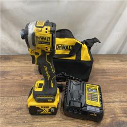 AS IS DEWALT ATOMIC 20V MAX Lithium-Ion Cordless 1/4 in. Brushless Impact Driver Kit, 5 Ah Battery, Charger, and Bag