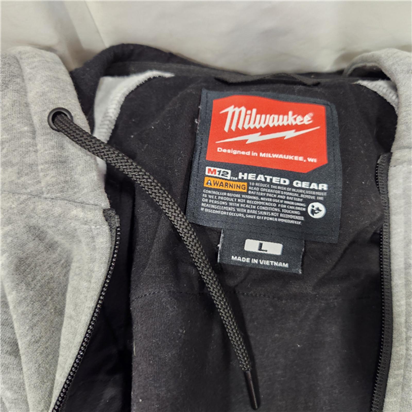 AS-IS Milwaukee Women's Large M12 12-Volt Lithium-Ion Cordless Gray Heated Jacket Hoodie Kit with (1) 2.0 Ah Battery and Charger