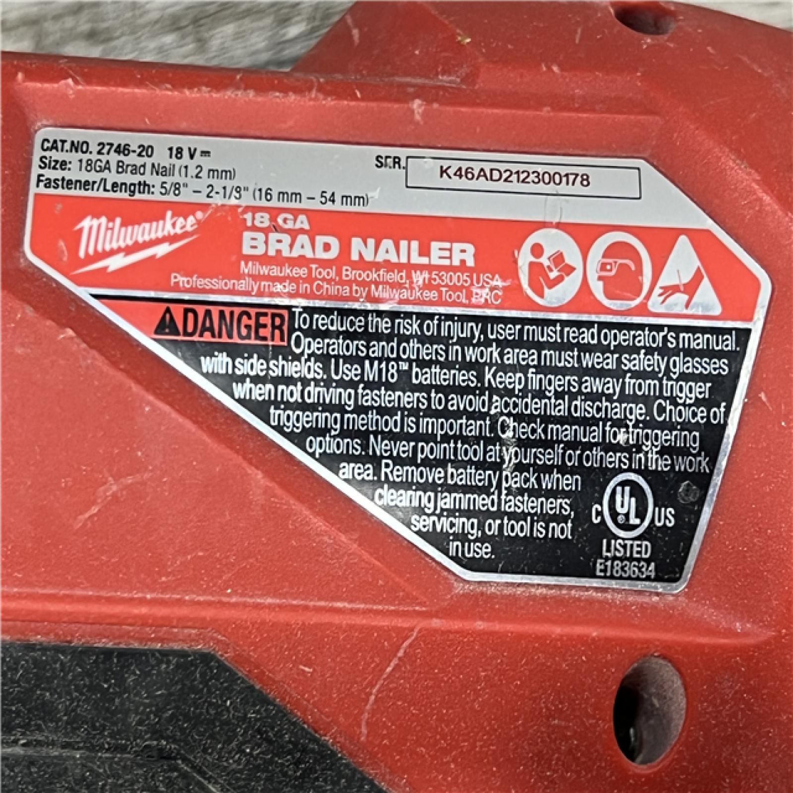 AS-IS Milwaukee M18 FUEL 18 Gauge Brad Nailer