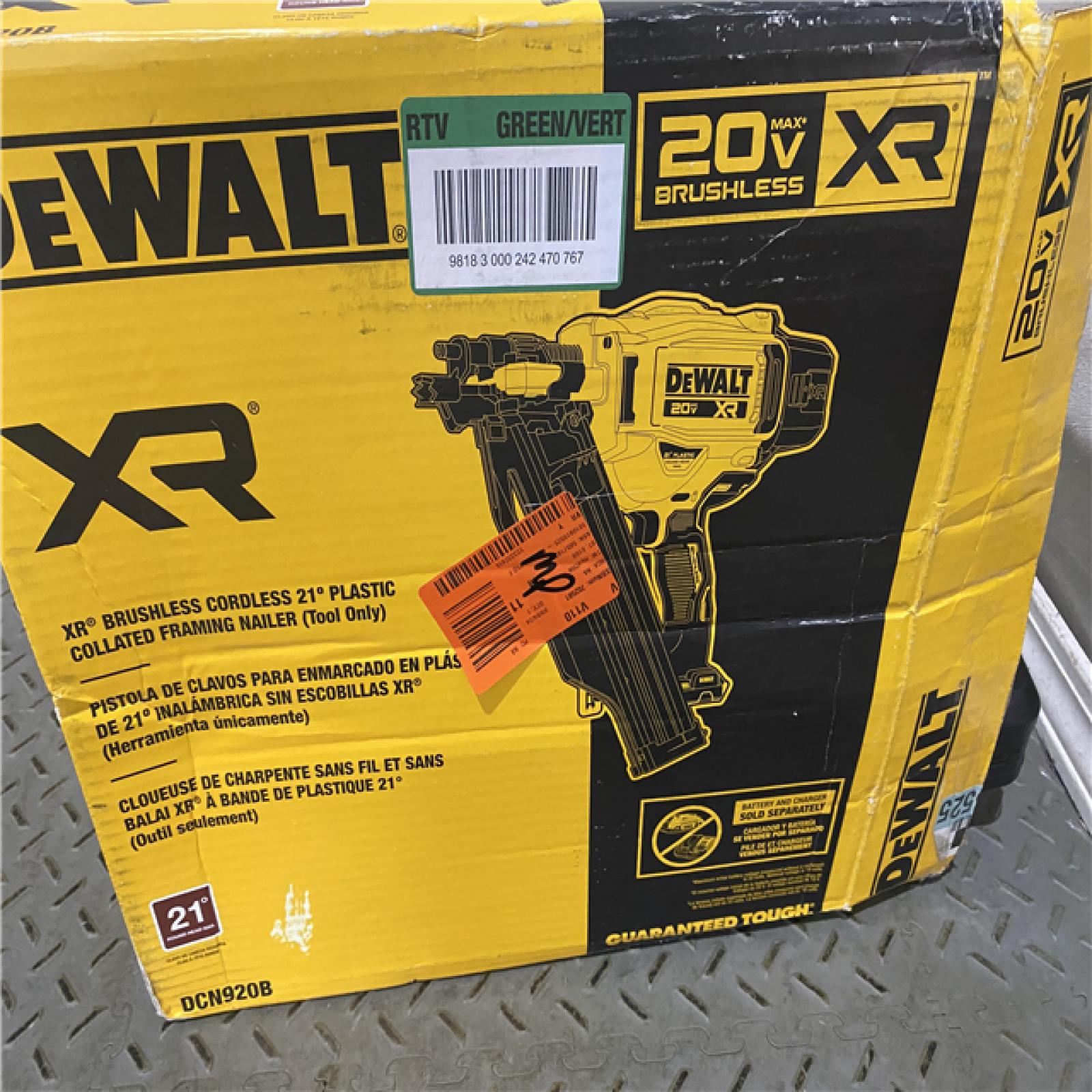 Houston location AS-IS DEWALT 20-Volt 21Â° Cordless Framing Nailer (Tool-Only)