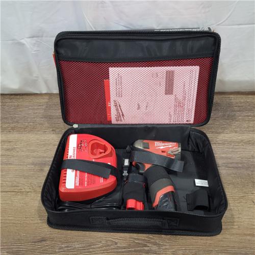 AS-IS M12 FUEL SURGE 12V Lithium-Ion Brushless Cordless 1/4 in. Hex Impact Driver Compact Kit W/Two 2.0Ah Batteries, Bag