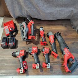 CALIFORNIA NEW MILWAUKEE M18 FUEL 7-TOOL COMBO KIT (2 BATTERIES, 1 CHARGER, AND BAG INCLUDED)