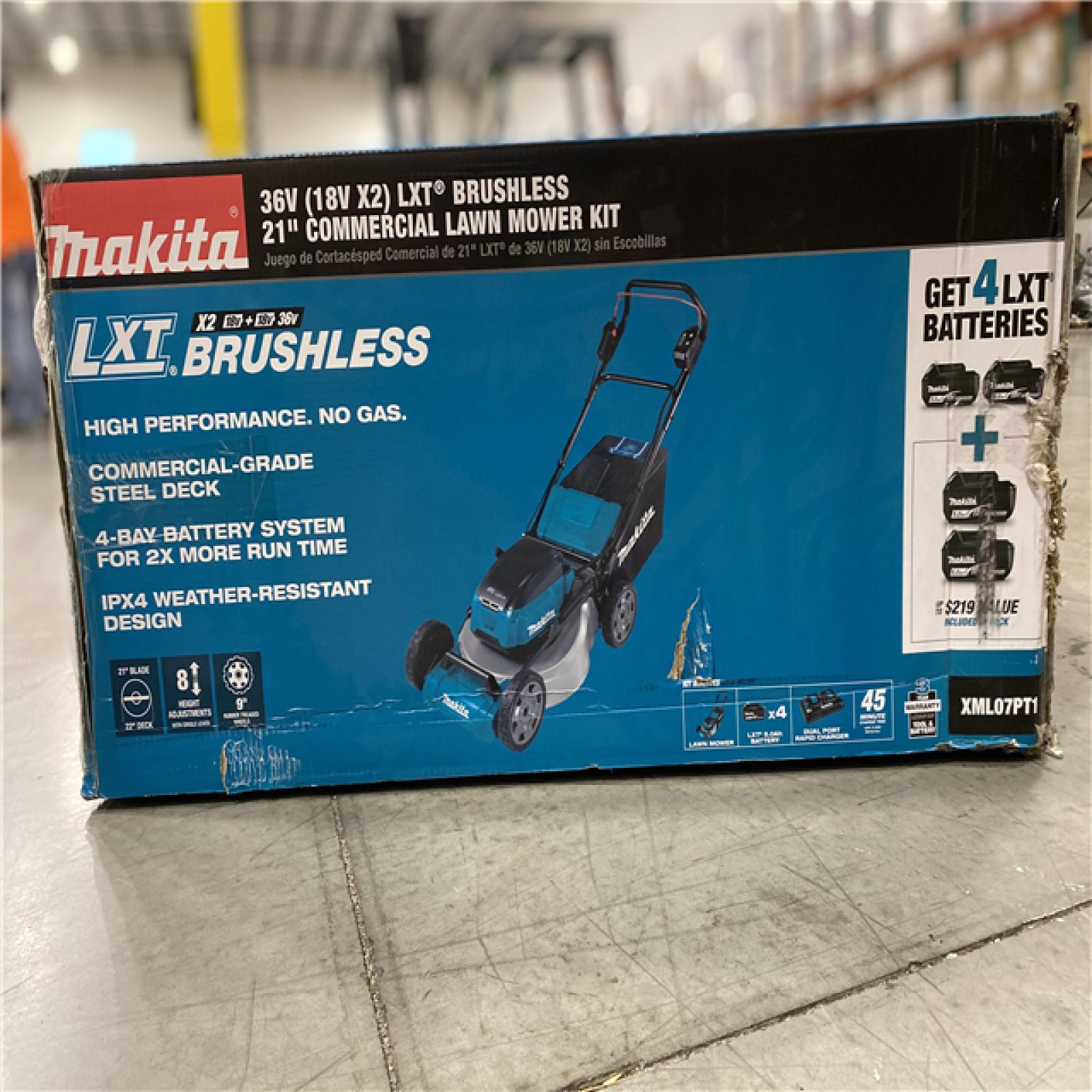 DALLAS LOCATION - Makita 21 in. 18V X2 (36V) LXT Lithium-Ion Cordless Walk Behind Push Lawn Mower Kit with 4 Batteries (5.0 Ah)