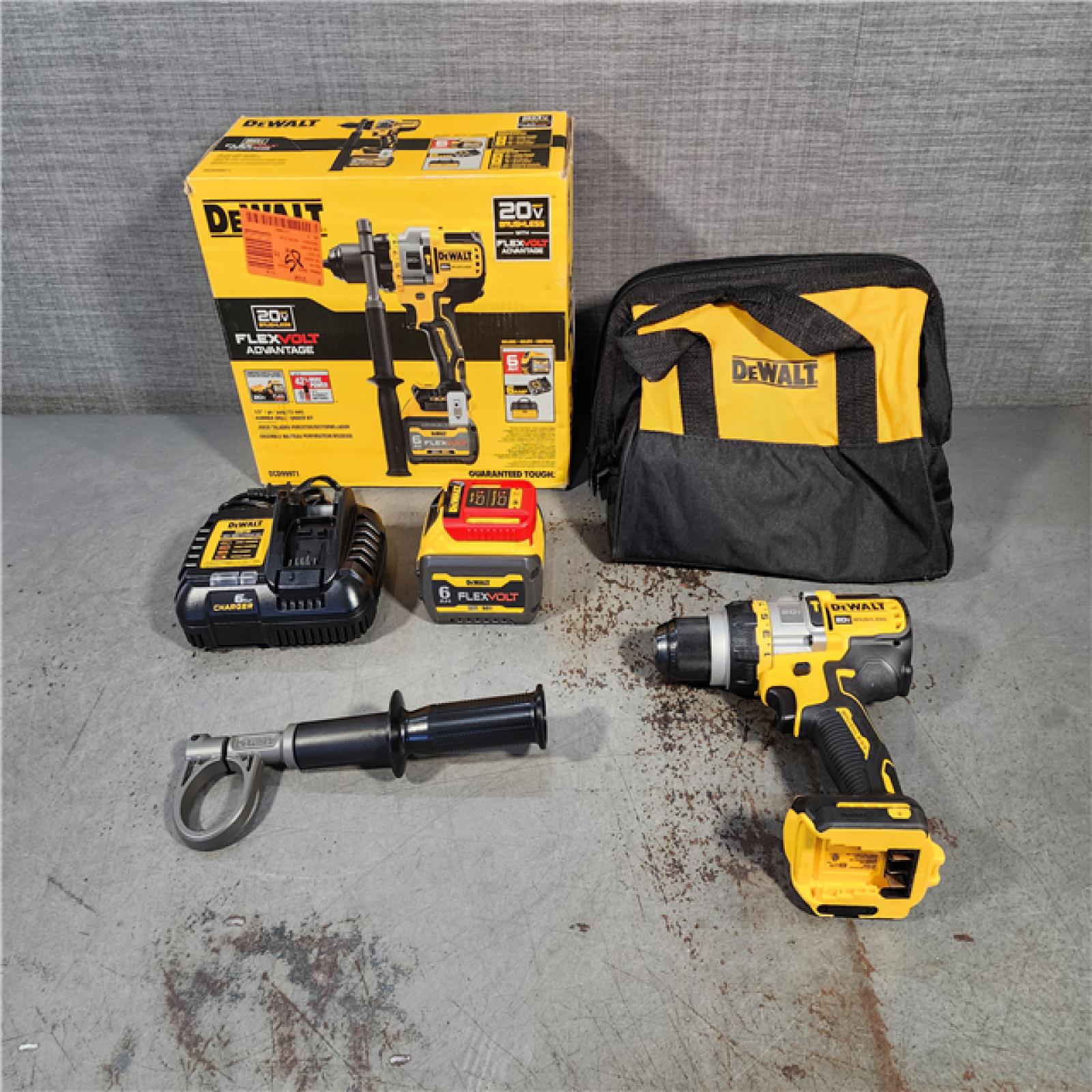 HOUSTON LOCATION - AS-IS (APPEARS LIKE NEW) Dewalt FLEXVOLT 20 Volt 1/2 in. Brushless Cordless Hammer Drill/Driver Kit (Battery & Charger)