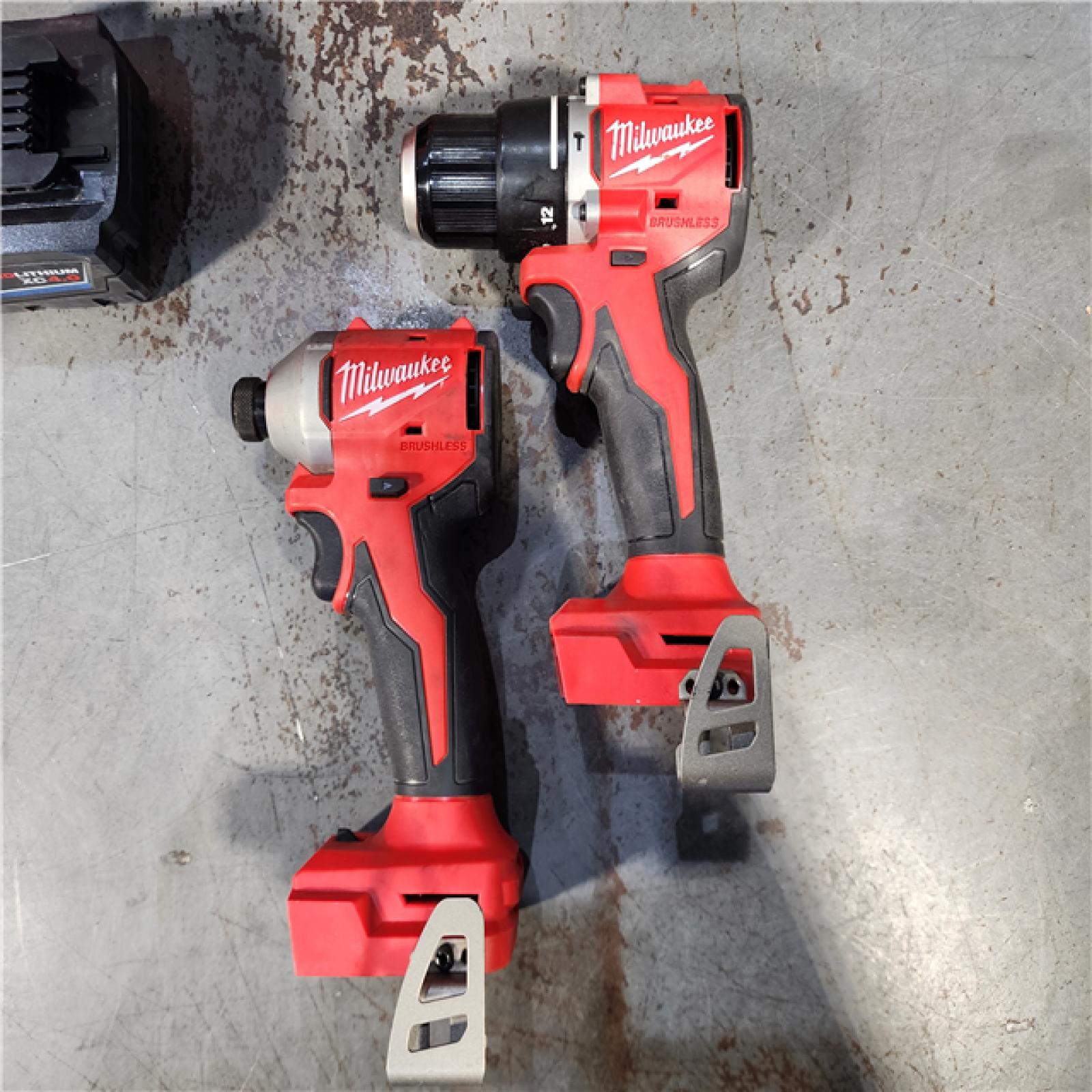 HOUSTON LOCATION - AS-IS M18 18-Volt Lithium-Ion Brushless Cordless Compact Hammer Drill/Impact Combo Kit (2-Tool) with (2) Batteries, Bag