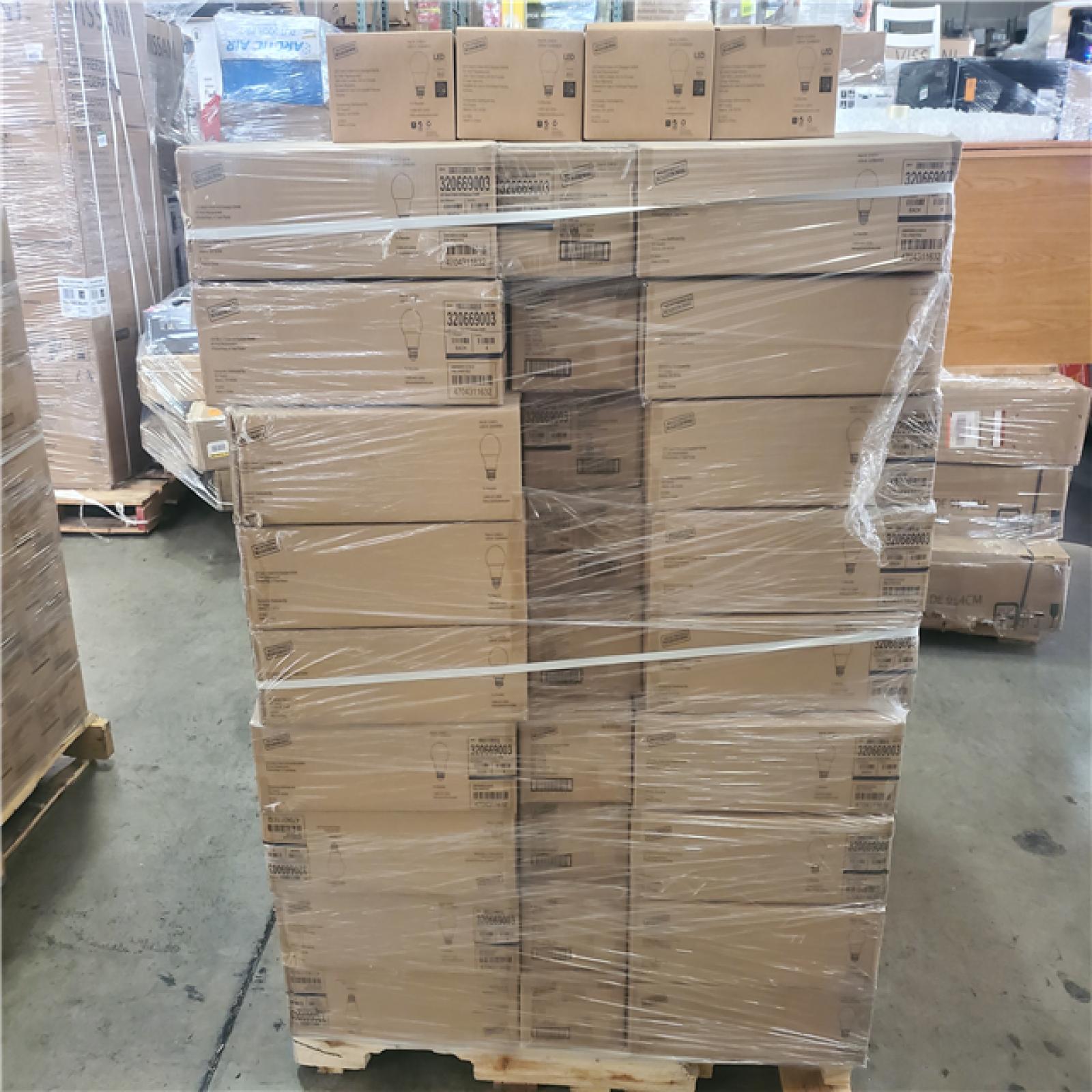 Phoenix Location Pallet of NEW Maintenance Warehouse® 9w A19 Led A-Line Bulb 5000k Package Of 8 - Pallet contains 108 cases - Each with 4 packs of 8 Bulbs. Total $8,640 Retail