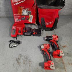 HOUSTON LOCATION - AS-IS M18 18-Volt Lithium-Ion Brushless Cordless Compact Hammer Drill/Impact Combo Kit (2-Tool) with (2) Batteries, Bag