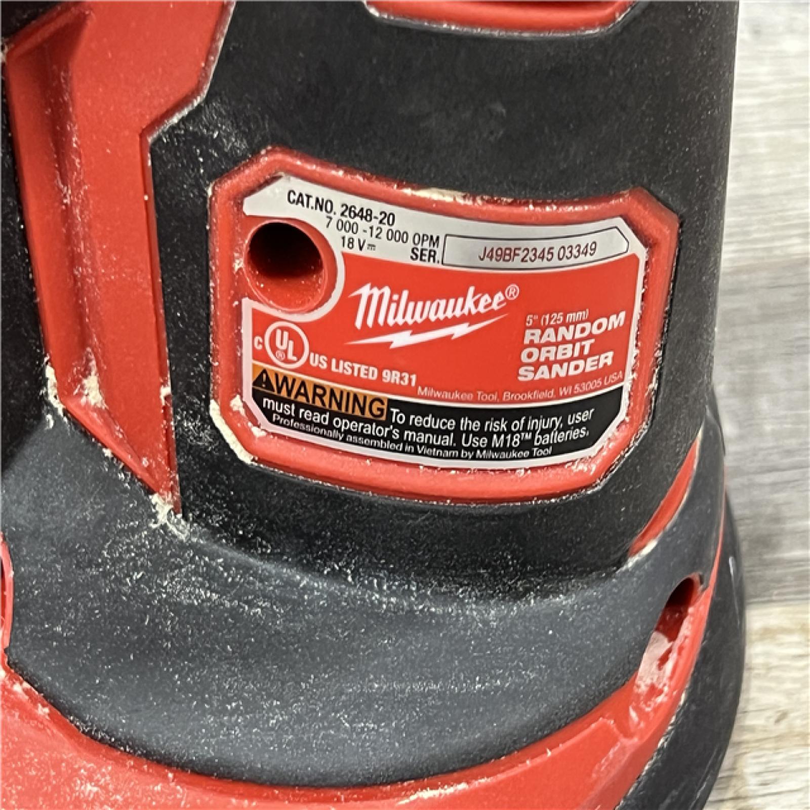 AS-IS Milwaukee 2648-20 - M18 5  7000-12000 Opm Cordless Variable Speed Random Orbital Sander