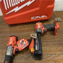 AS-ISMilwaukee M18 FUEL 18V Lithium-Ion Brushless Cordless Hammer Drill and Impact Driver Combo Kit (2-Tool) with 2 Batteries