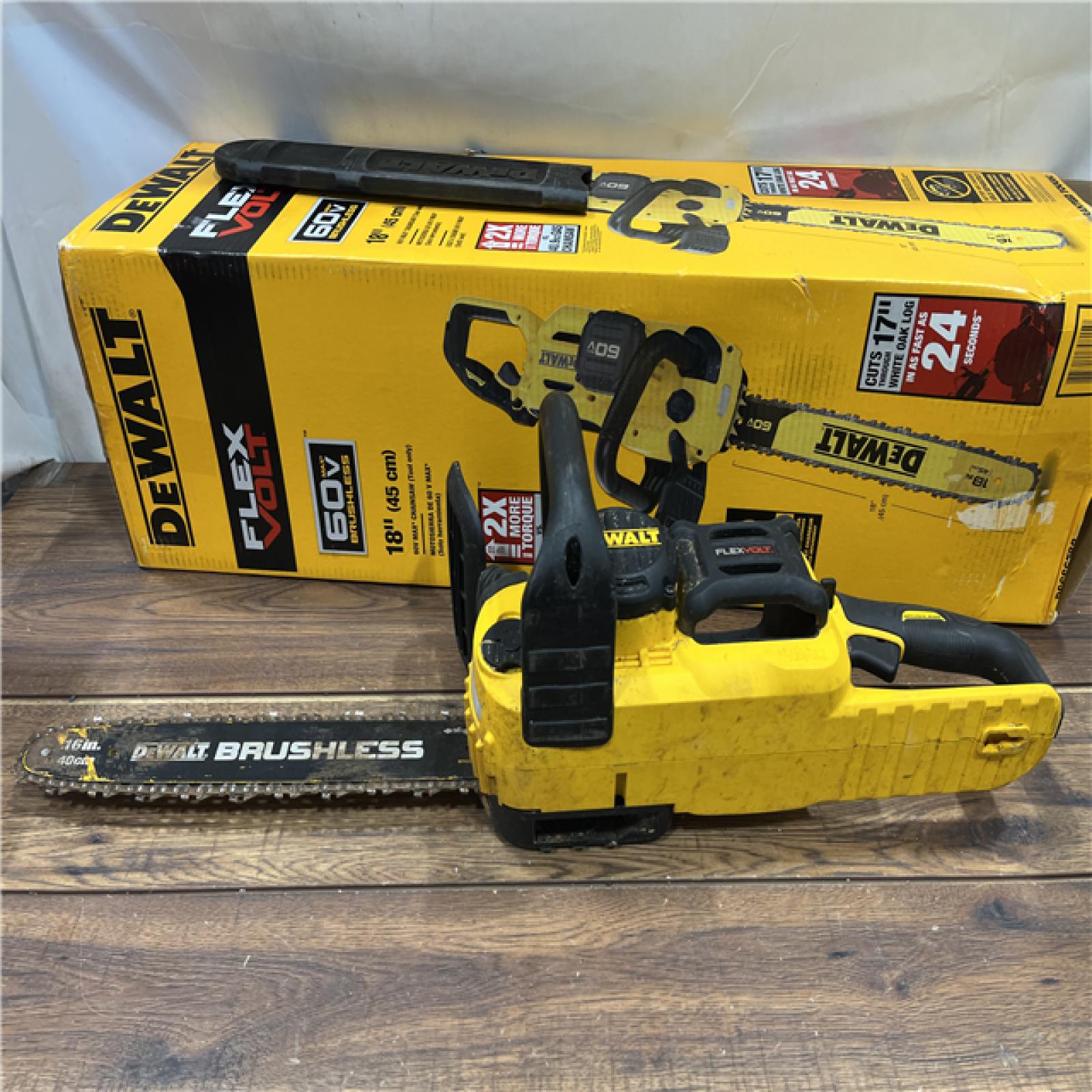 AS IS DEWALT DCCS672B FLEXVOLT 60V MAX Brushless Cordless 18 Chainsaw (Tool Only)