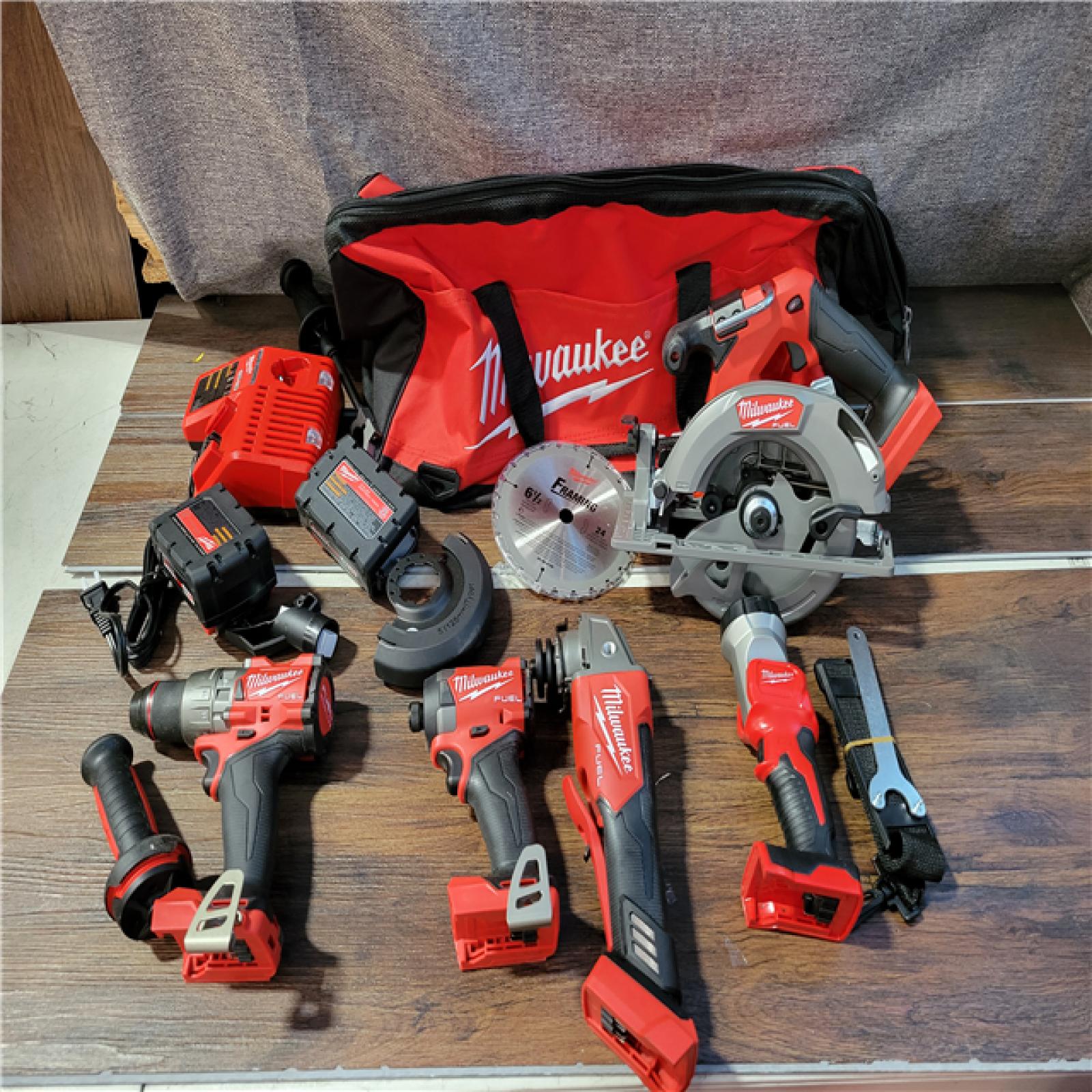 CALIFORNIA PARTIAL MILWAUKEE M18 7-TOOL COMBO KIT (2 Batteries, 1 Charger, and Bag Included)