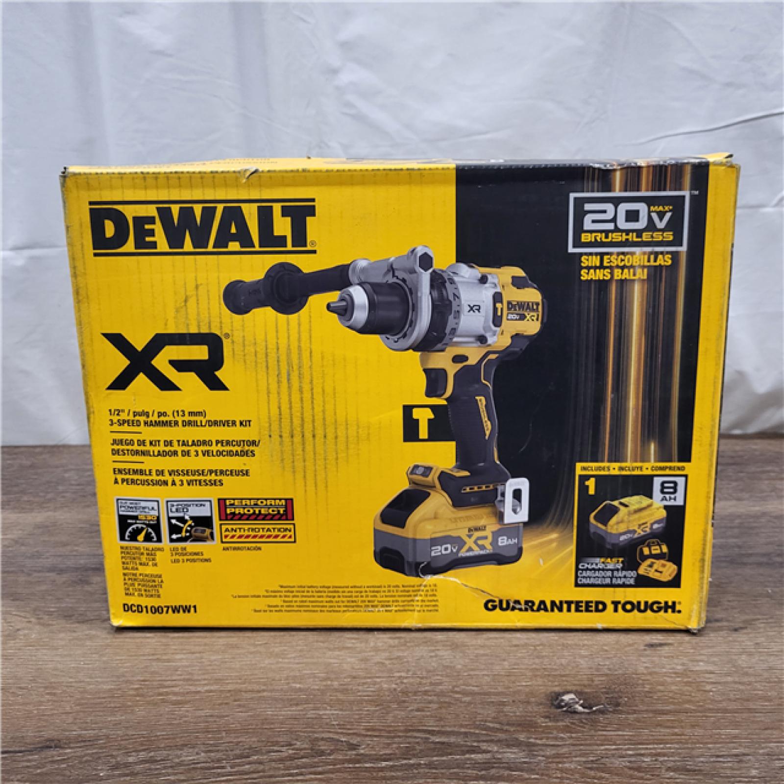 AS-IS DEWALT 20V XR Lithium-Ion Cordless Hammer Drill Kit with 8.0 Ah Battery, Charger and Kit Bag