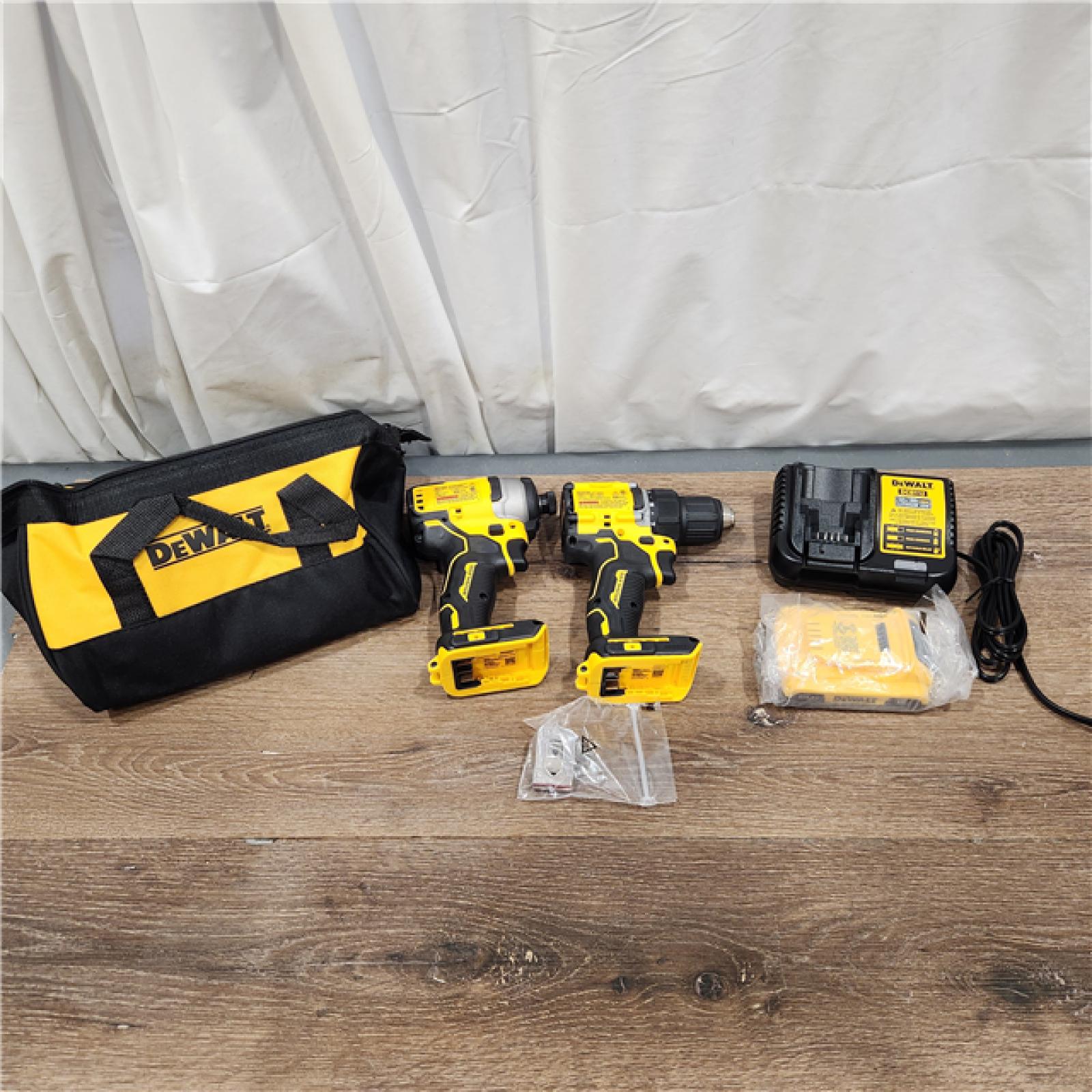 AS-IS DEWALT ATOMIC 20-Volt MAX Lithium-Ion Cordless Combo Kit (2-Tool) with (2) 2.0Ah Batteries, Charger and Bag