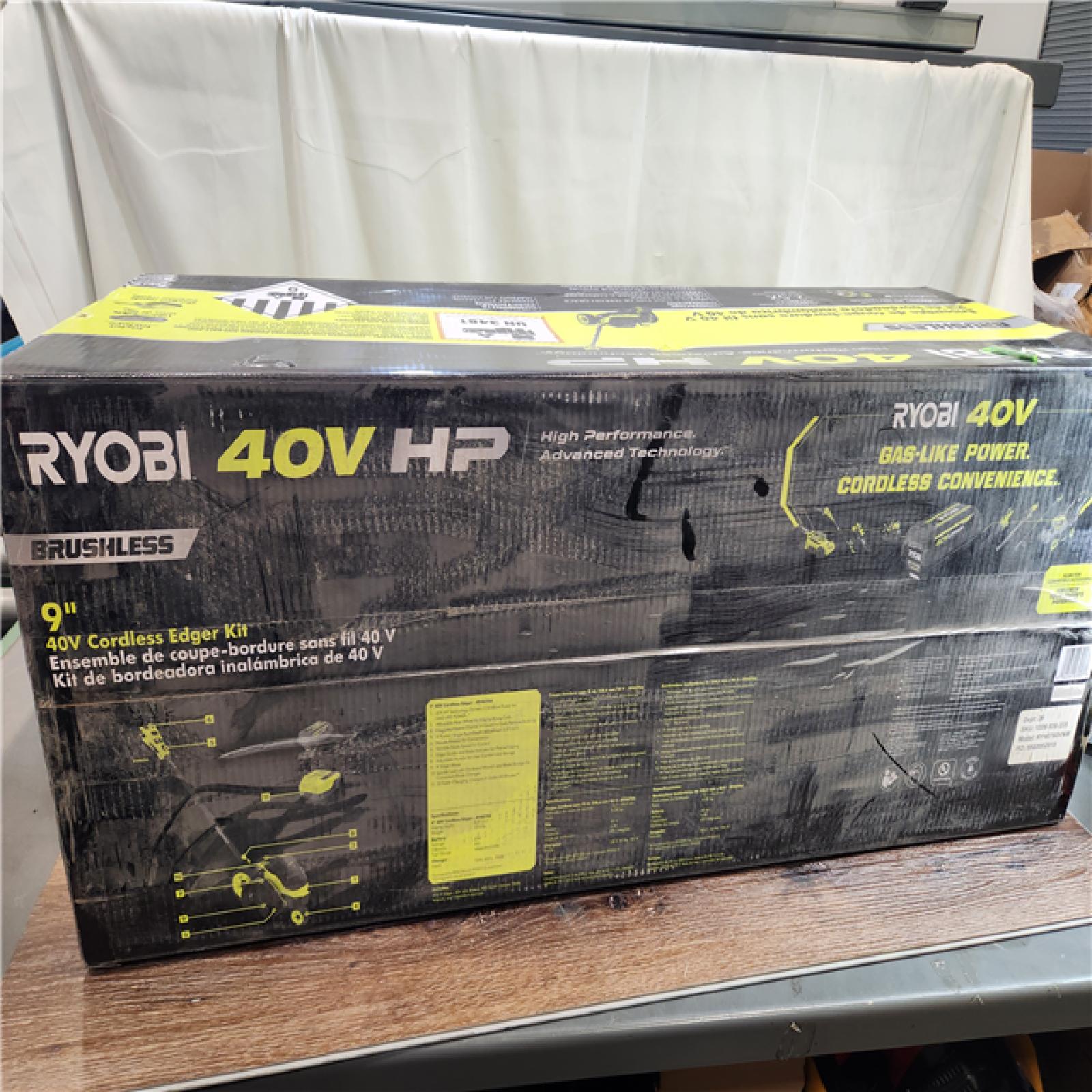 NEW! RYOBI 40V HP Brushless 9 in. Cordless Edger with 4.0 Ah Battery and Charger